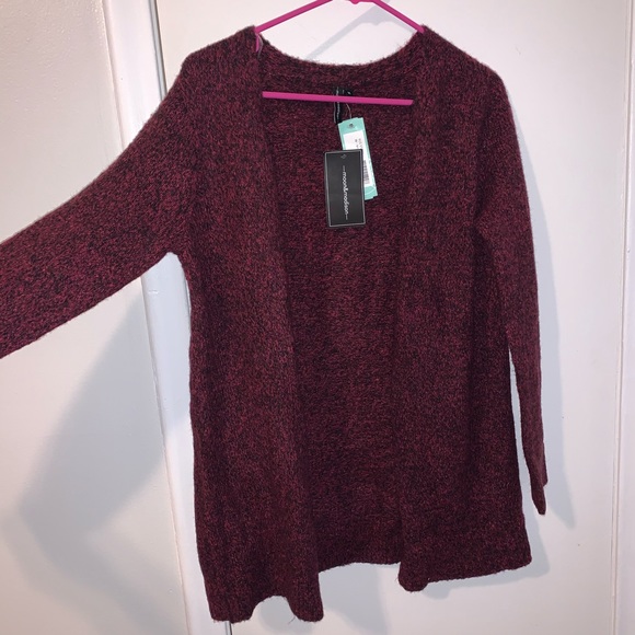 Moon & Madison Sweaters - Front Open Cardigan    Cranberry